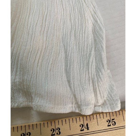 SJS Womans Petite Size M Cream Crinkle Rayon Dress Fairycore Boho Cottagecore - Picture 8 of 8